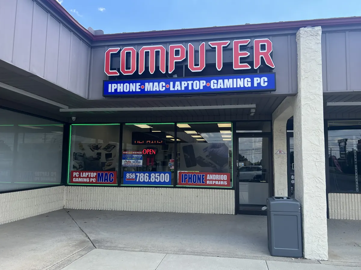 Our door: the red COMPUTER sign.